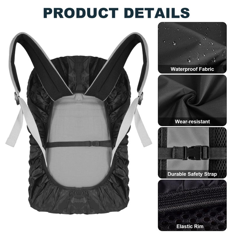 LAMA 2 Pack Waterproof Rain Cover for Backpack, Reflective Rainproof Protector for Anti-Dust and Anti-Theft,M Size (for 30L-40L Backpack), 2 Pcs Black - Image 5